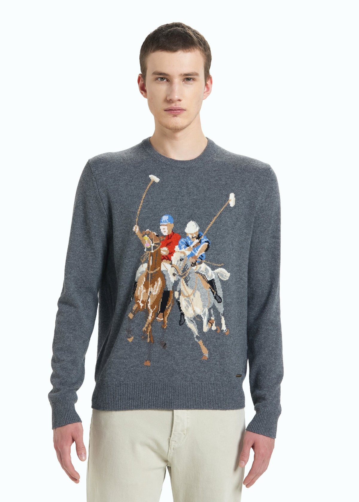 Cavallino Men's Polo Intarsia Jumper