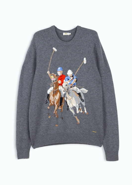 Cavallino Men's Polo Intarsia Jumper