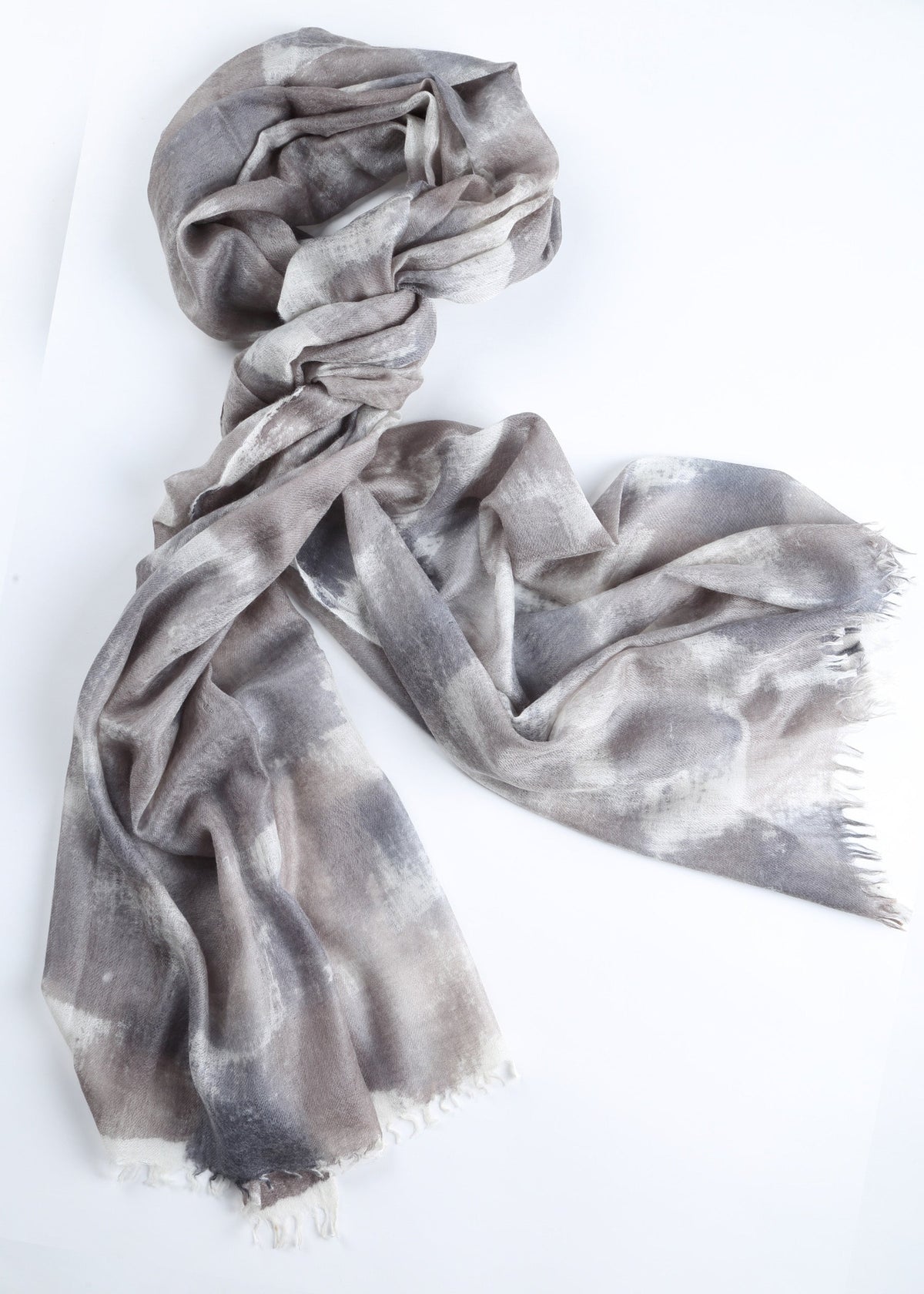 Nuvola Cashmere Shawl with Hand Drawn Print